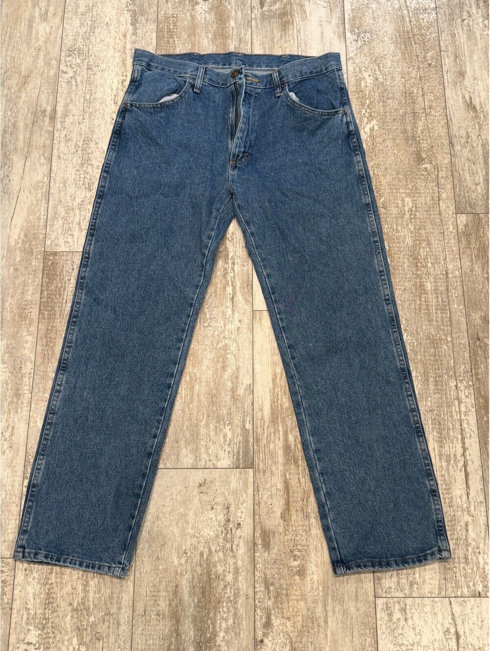 Rustler Mens 34x30 Blue Jeans 100% Cotton Made in Mexico